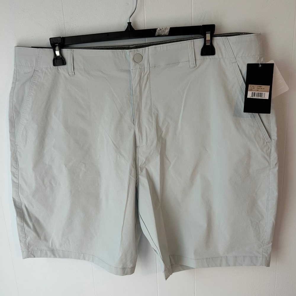 Iron Eagle Mens Performance Golf Shorts Pale Blue Stretch Waist Size 42 275997